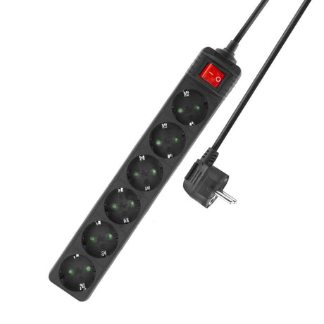 Act strømskinne med lysende kontakt, 6 fatninger, 3 m, sort ac2465