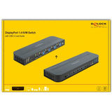 Delock displayport 1,4 kvm switch kvm switch (sort, 8k 30 hz, USB 3.0, lyd)