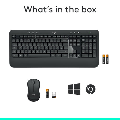 Logitech trådløst tastatur og mus sæt mk540 qwerty
