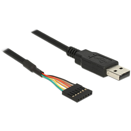 Delock-konverter USB 2.0 han > TTL 6-benet pin header hunkabel (sort, 1,8 meter)
