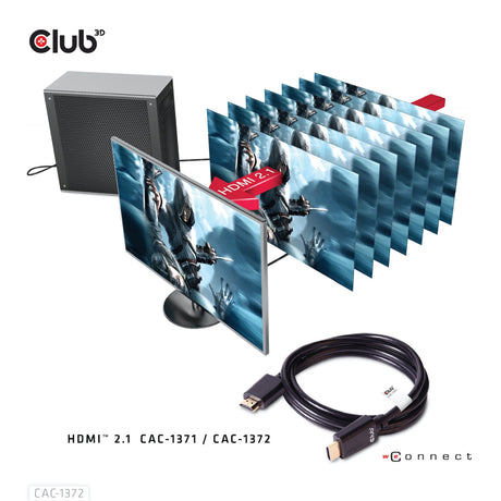 Club 3D ultra højhastigheds HDMI 2.1 certificeret kabel han-han (sort, 2 meter, 4K 120Hz, 8K 60Hz, 48Gbps)