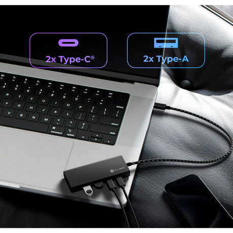 Icy box ib-hub1436-cpd usb-hub (sort, 2x USB-A, 2x USB-C)