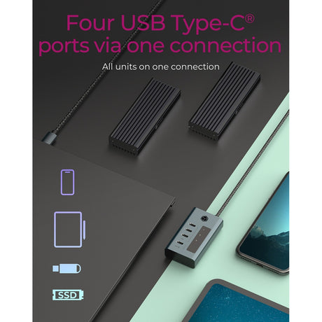 Icy box ib-hub1454-c31 USB-hub (grå blå-grå, 4x USB-C 3.2 (10 Gbit s))