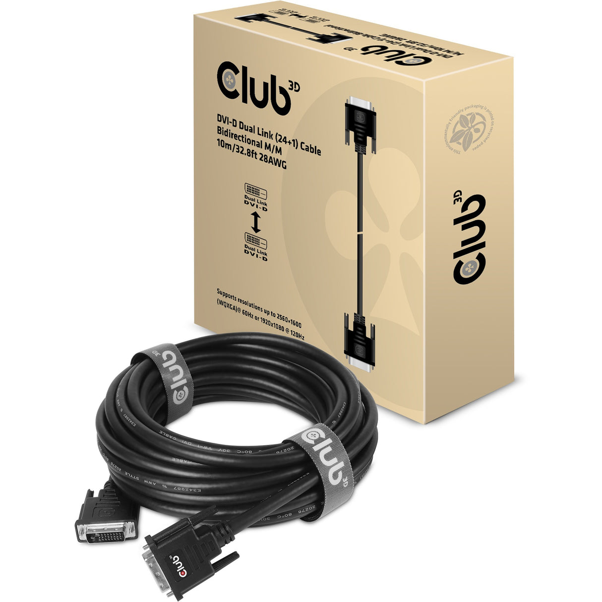 Club 3D DVI-D dual link (24+1) kabel (10 meter)