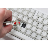Ducky zero 6108 pure white rgb mekanisk gaming-tastatur (hvid, us-layout (qwerty), cherry mx2a blue, 100%, rgb-lysdioder, double-shot pbt, hot swap, 2,4ghz | bluetooth | usb-c)
