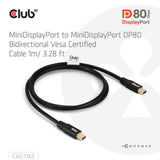 Club 3D Mini DisplayPort til Mini DisplayPort DP80 tovejskabel (sort, 1 meter, Vesa-certificeret)