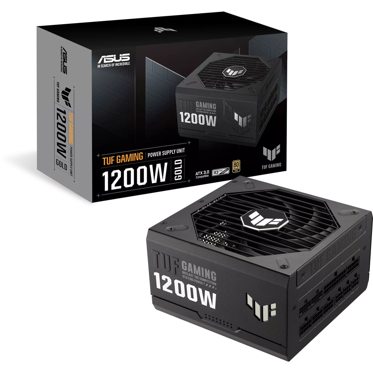 Asus tuf gaming gold modulær 1200 watt strømforsyning (sort, 2x 12v-2x6, 3x pcie)