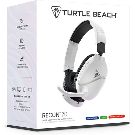 Turtle beach ear force recon 70p hvid (2024) over-ear gaming headset (hvid, ps4, ps5, xbox series x|s, xbox one, switch, pc, mobil)