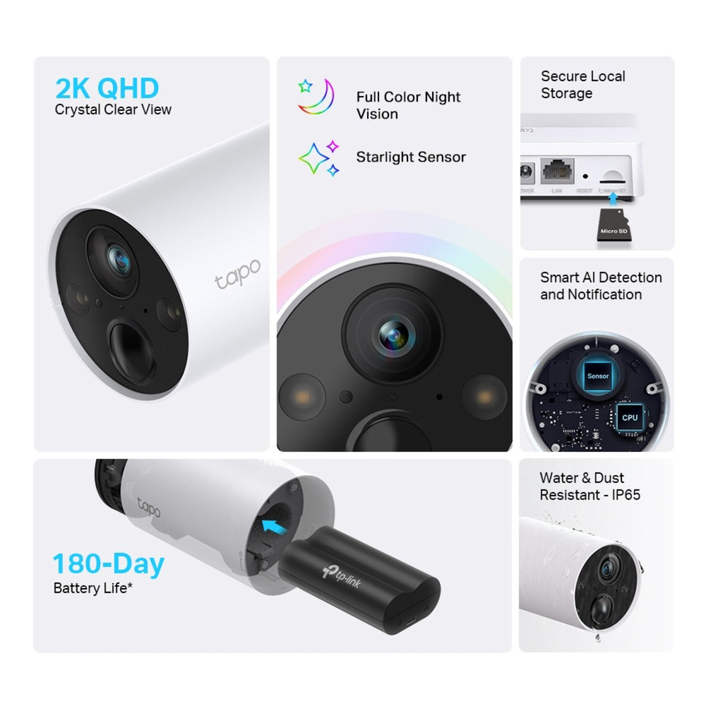 Tp-link tapo c420s1 sikkerhedskamera (hvid, 2k qhd, ip65)