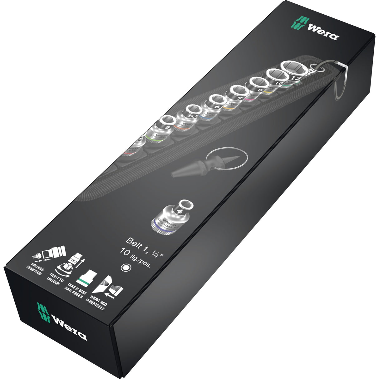 Wera belt a 1 zyklop topnøgle (sort, 10-delt, med holdefunktion, med 1 4-drev)