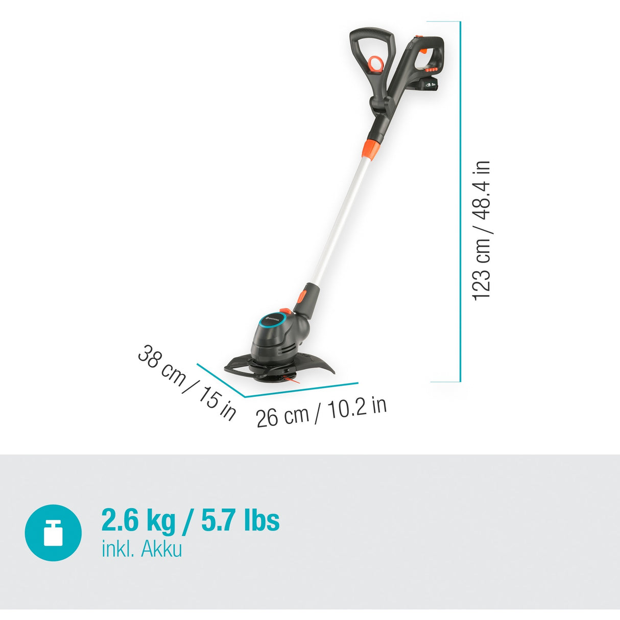 Gardena comfortcut 23 18v p4a sæt græstrimmer (grå orange, 14701-20, batteri inkluderet)