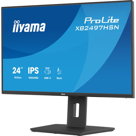 Iiyama prolite xb2497hsn-b1 23.8 skærm (sort (mat), 100 Hz, HDMI, skærmport, USB-C, lyd, LAN)