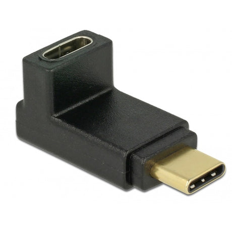 Delock USB 10 Gbps (USB 3.1 Gen 2) USB-C (han) til USB-C (hun) vinklet (op ned) adapter (sort)