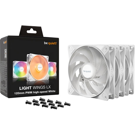 Vær stille! light wings lx pwm high-speed rgb kabinet blæsere (hvide, 3 stk, 120 x 120 x 25 mm)