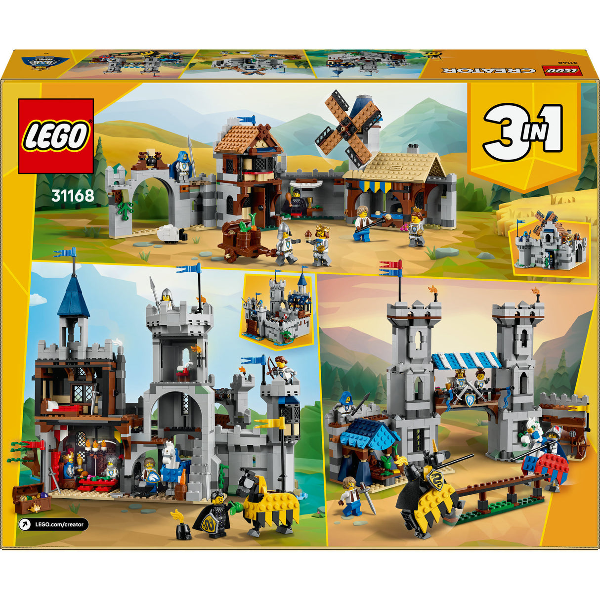 Lego® skaberen 3i1 middelalderborg med riddere til hest - 31168