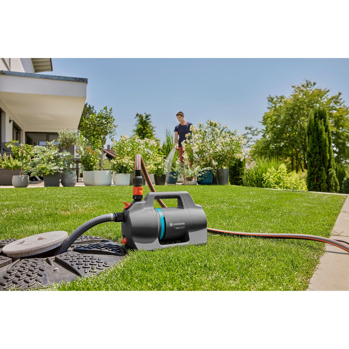Gardena vandingspumpe 4100 silent (mørkegrå turkis, 550 watt)