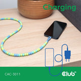 Club 3D USB-C perlekabel blåt, 2 meter kabel (blåt)