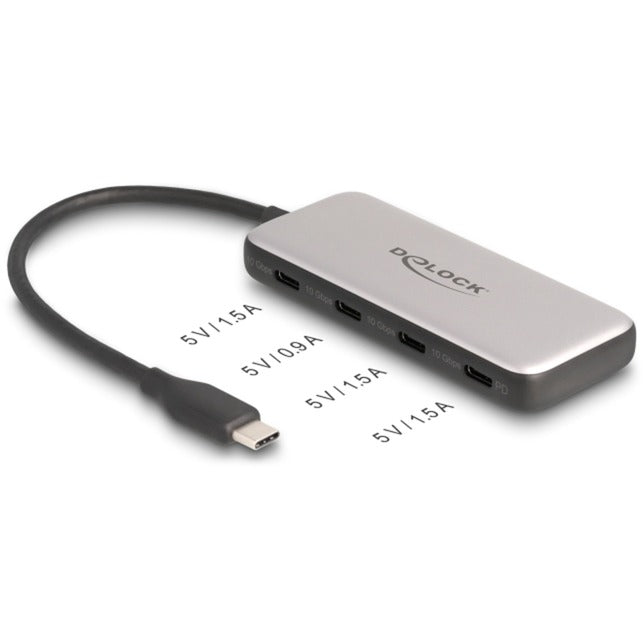 Delock 4-ports USB-C + PD 85 watt USB-hub (grå)