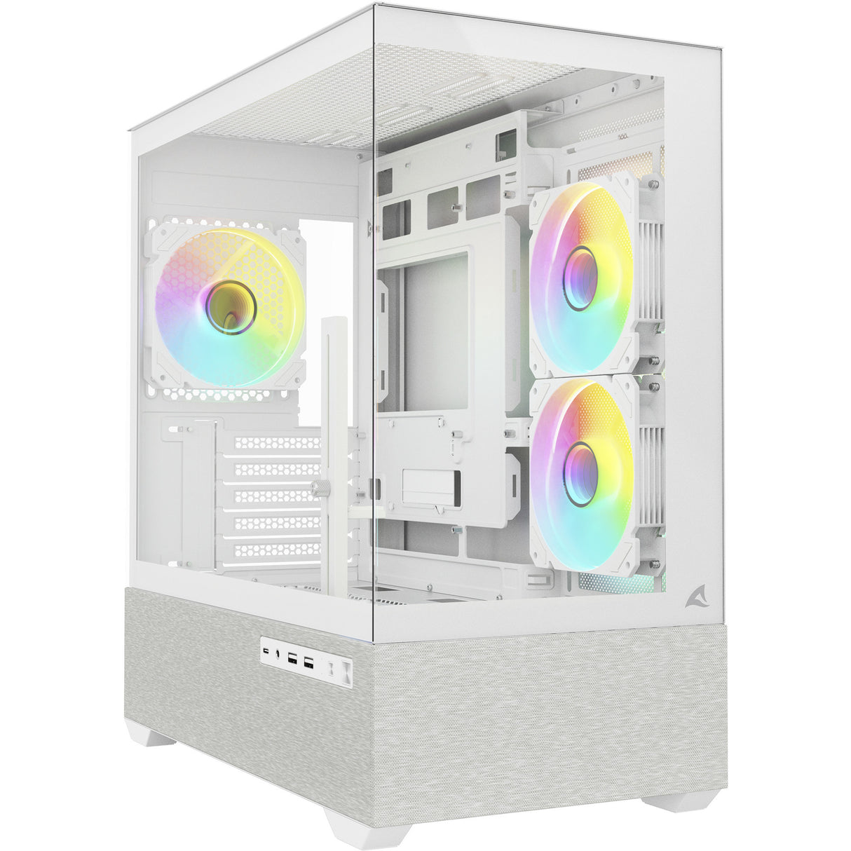 Sharkoon mk7 argb mini tårnhus (hvid | 2x USB-A | 1x USB-C | RGB | hærdet glas)