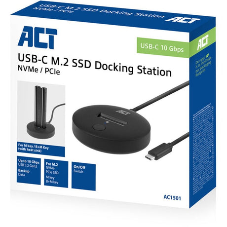Act Connectivity M.2 NVMe PCIe SSD-dockingstation, USB-C 3.2 Gen2 (sort)