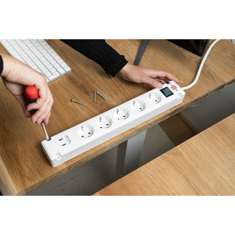 Brennerstuhl Bremounta strømskinne med 2 USB C ladestik | 5-fold | hvid | 3m h05vv-f 3g1.5 - 1150660425