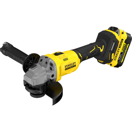 Stanley fatmax v20 18v vinkelsliber 125mm (sort gul, batteri og oplader medfølger, med etui)