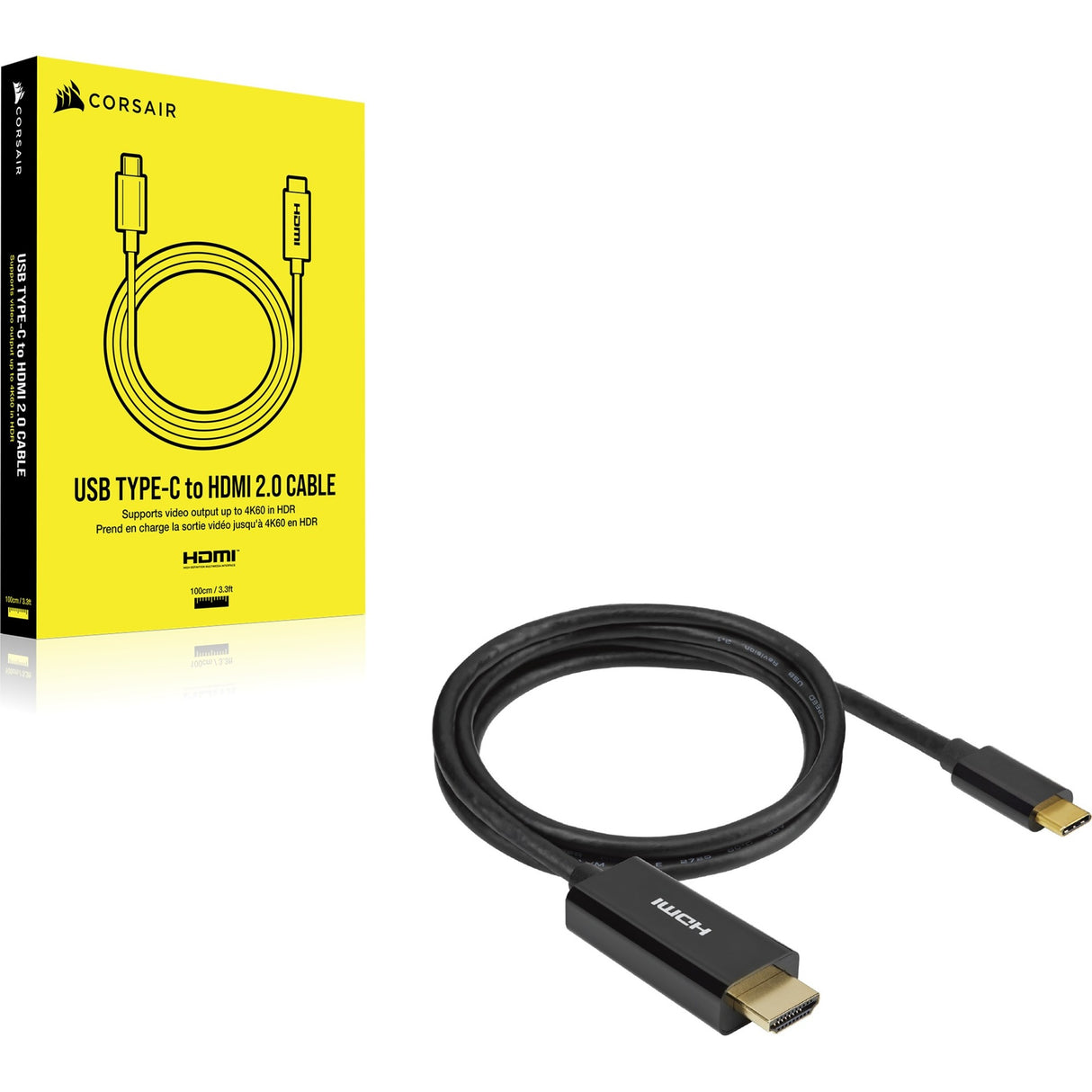 Corsair USB-C > HDMI-kabel (sort, 1 meter)