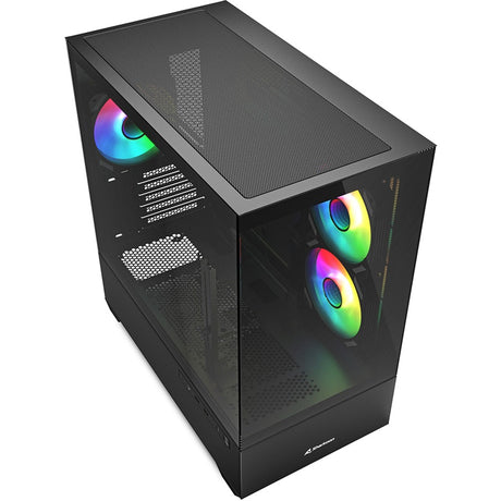 Sharkoon mk6 rgb mini tårnhus (sort | 2x usb-a | 1x usb-c | rgb | hærdet glas)