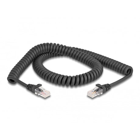 Delock rj-45 spiralkabel han til han kat.5e (sort, 2 meter)