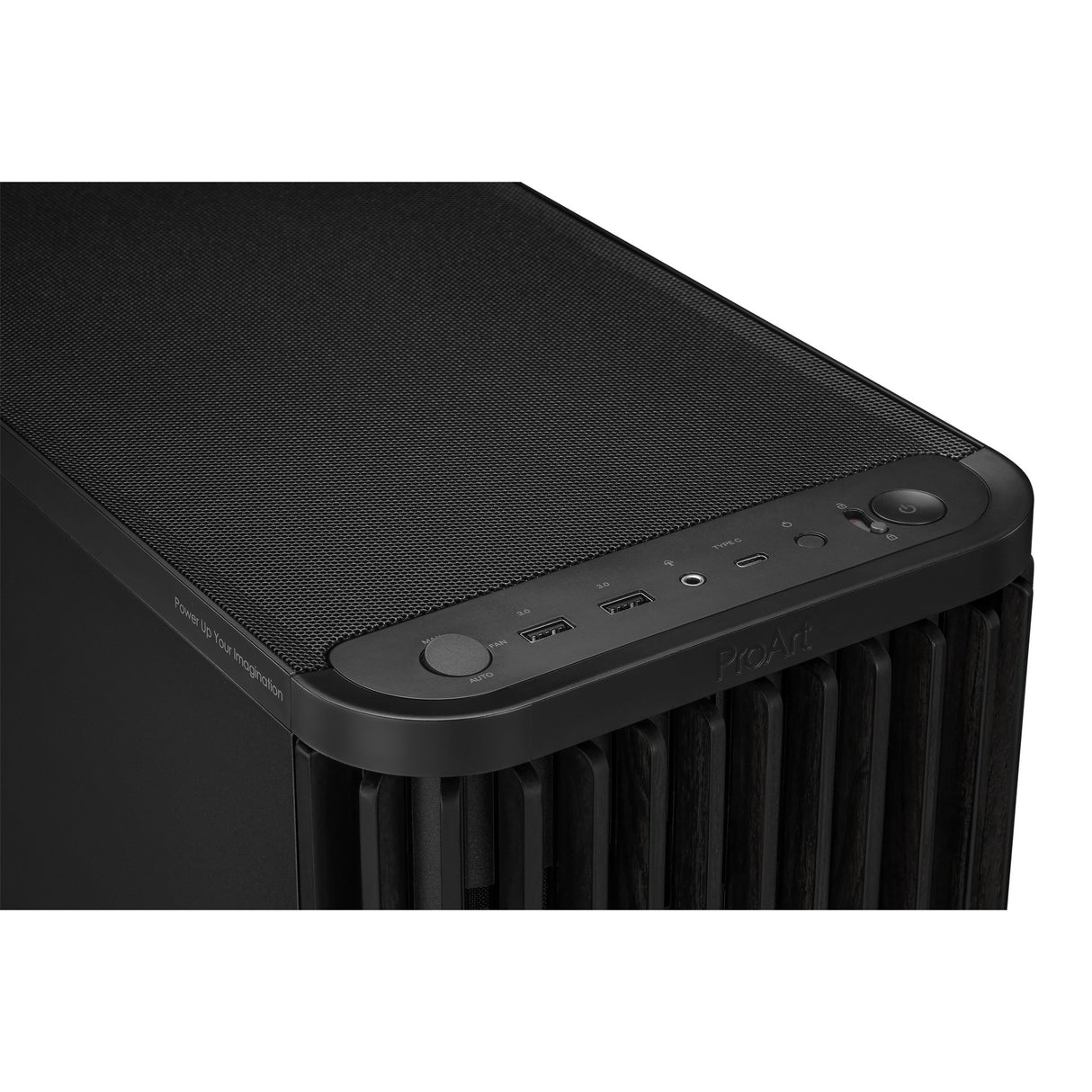 Asus proart pa401 wood edition - metalpanel midi tårnhus (sort | 2x USB-A | 1x USB-C)