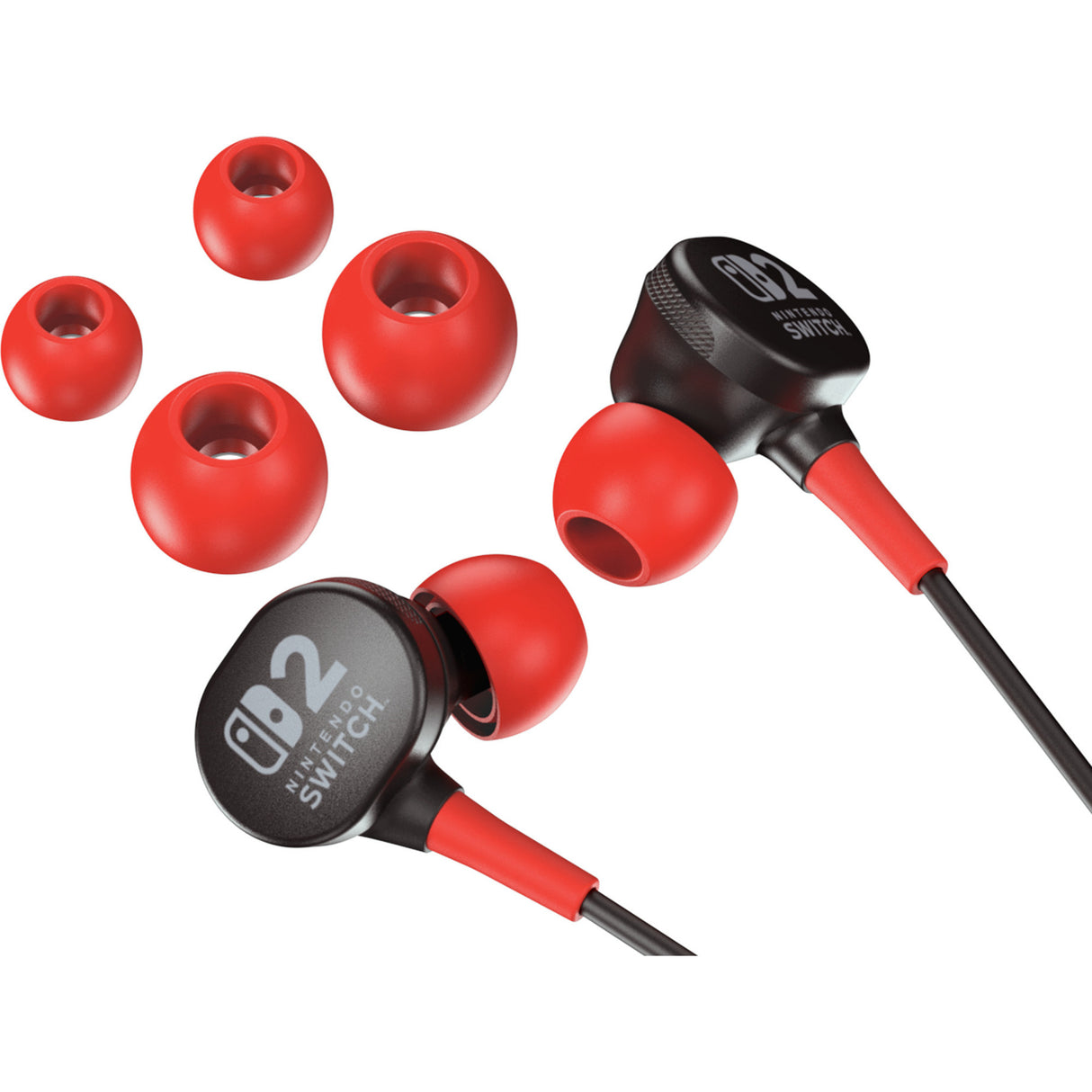 Powera-øretelefoner med ledning til Nintendo Switch 2 in-ear (sort rød, Nintendo Switch 2, Nintendo Switch, Nintendo Switch - OLED-model, Nintendo Switch Lite)