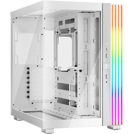Vær stille! lys base 600 dx midi tårnhus (hvid | 2x USB-A | 1x USB-C | RGB | hærdet glas)
