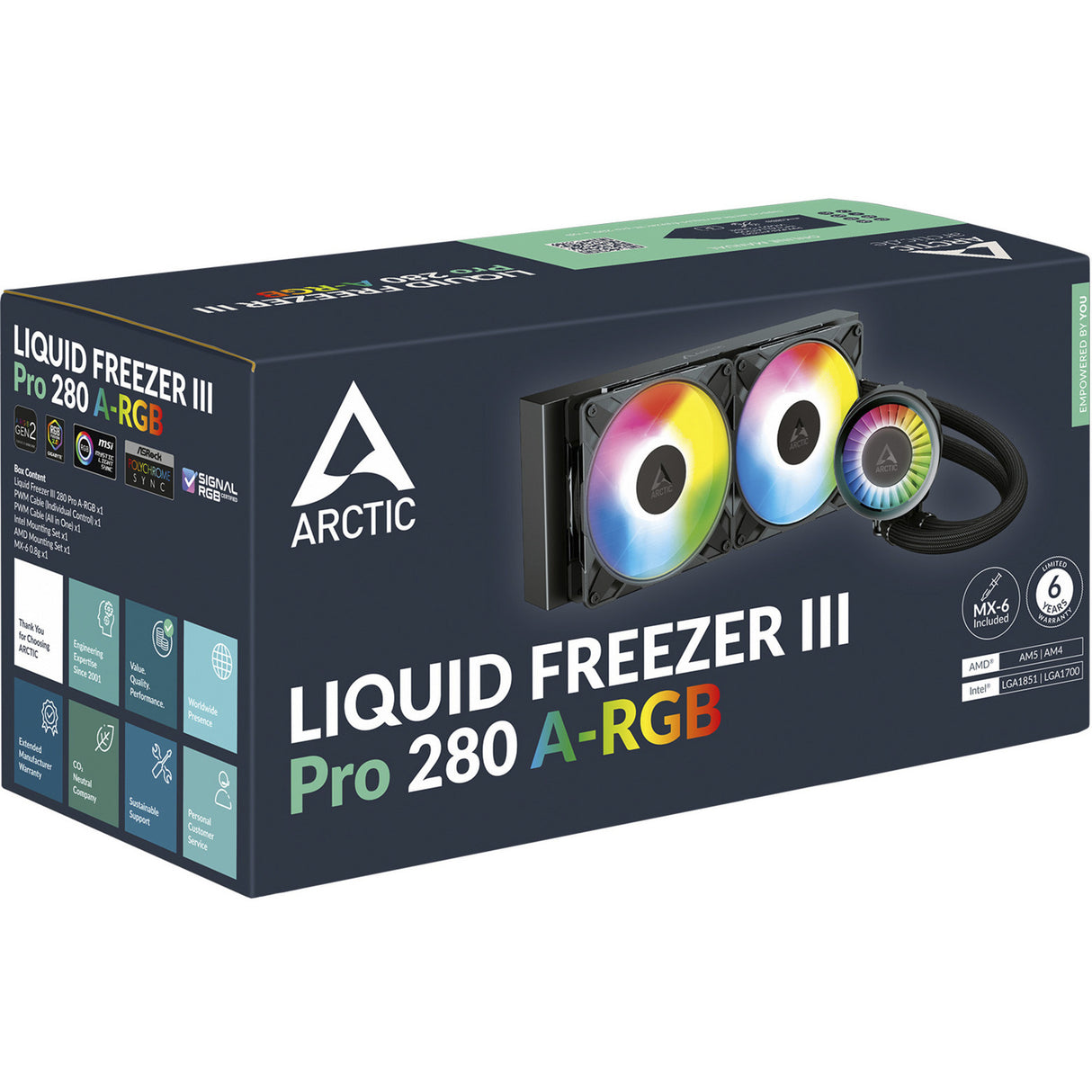 Arctic Liquid Freezer III Pro 280 A-RGB vandkøling (sort, 4-pin PWM blæserstik)
