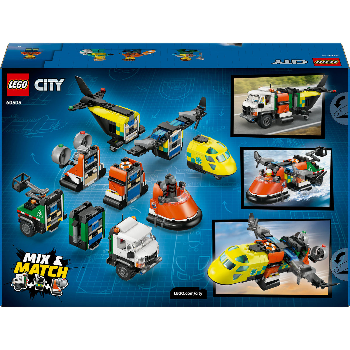 Lego city store køretøjer 60505 fly, servicekøretøj og hovercraft remix