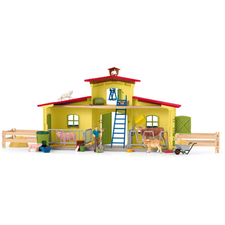 Schleich gårdverden - stor stald, gul spillefigur