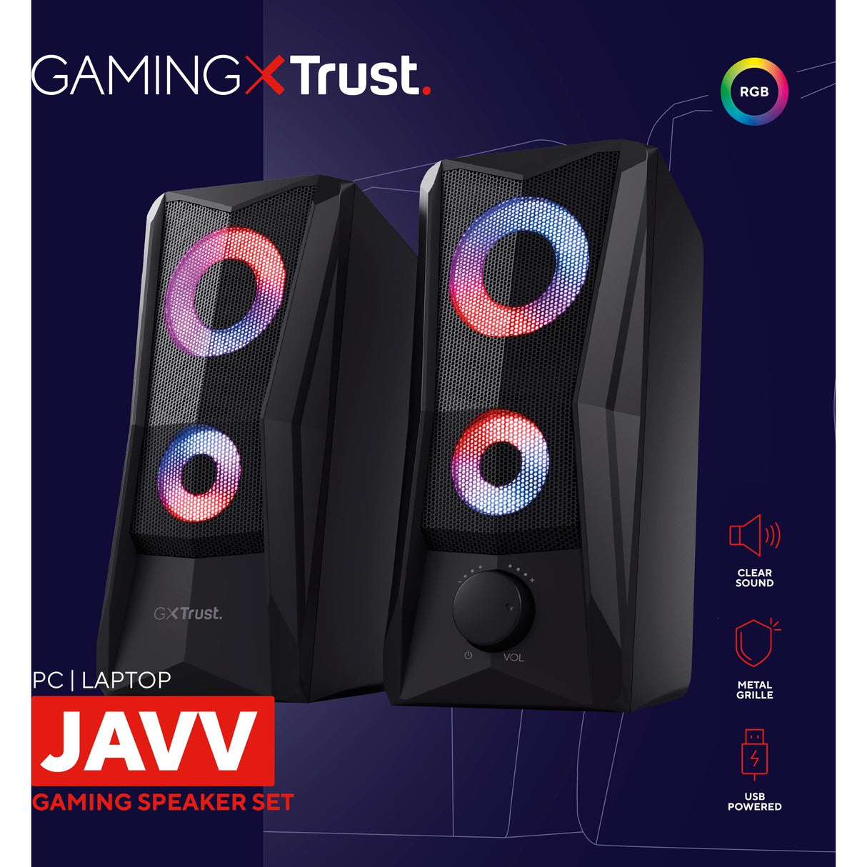 Trust GXT 606 JAVV RGB Illuminated 2.0 højttalersæt pc-højttaler (sort)