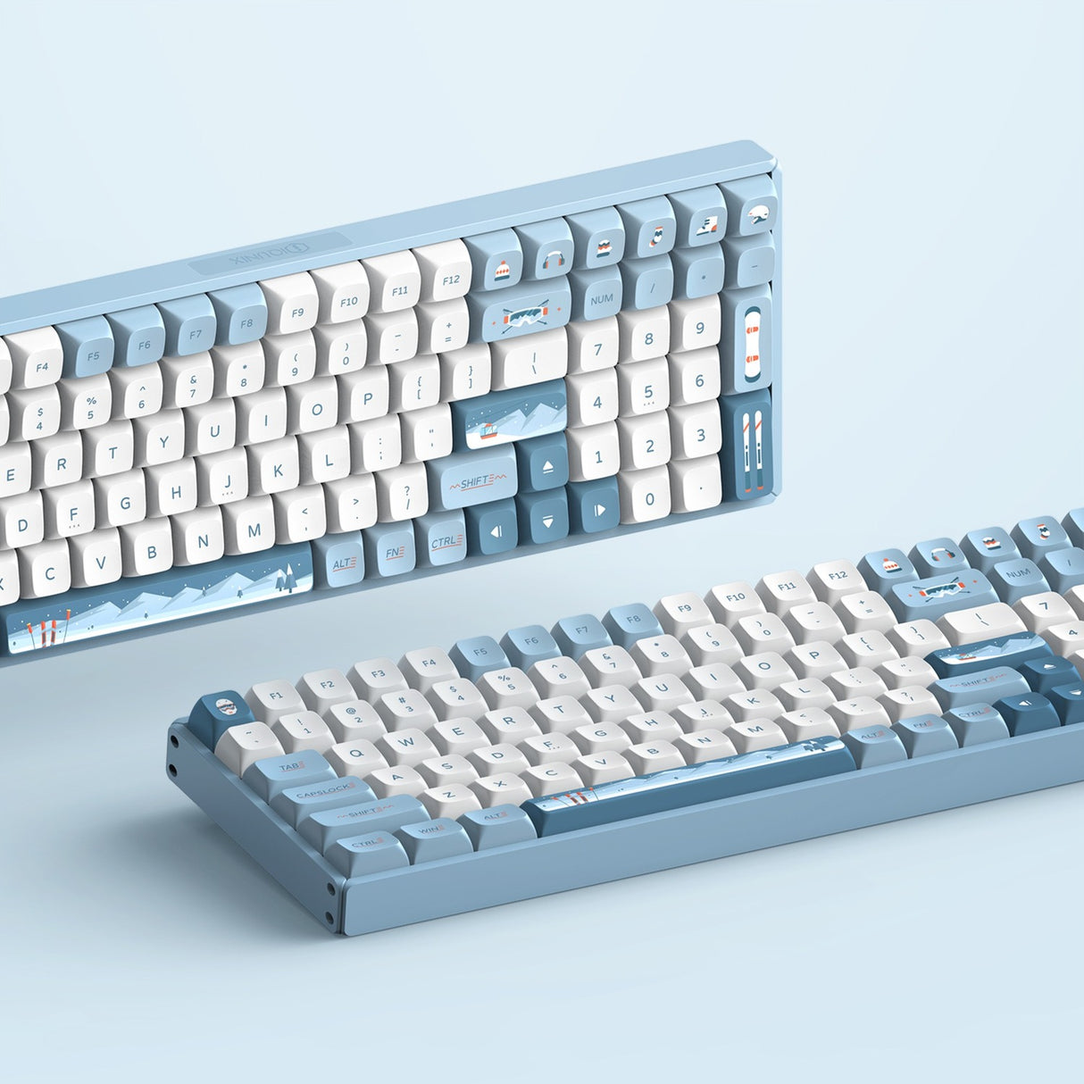 Iqunix F97 Wintertide Wireless Mechanical Keyboard (lyseblåt, amerikansk layout (QWERTY), Cherry MX Brown, 96%, RGB LED'er, hot-swappable, PBT, 2,4GHz | Bluetooth 5.1 | USB-C)