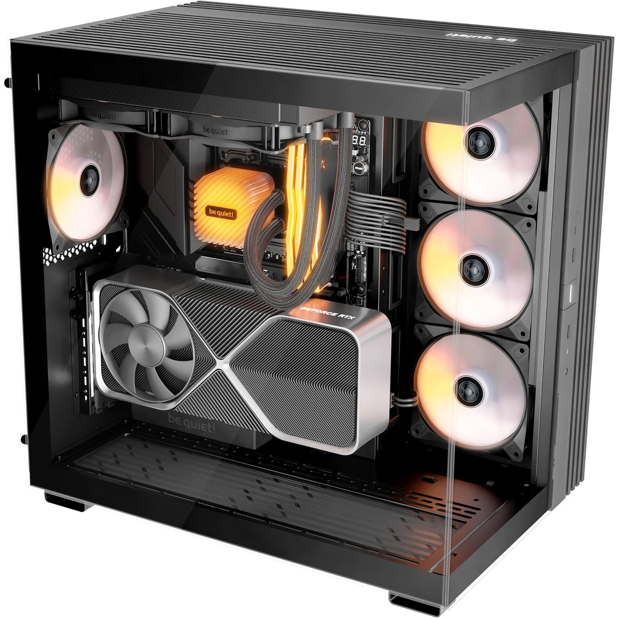 Vær stille! lys base 600 dx midi tårnhus (sort | 2x USB-A | 1x USB-C | RGB | vindue)