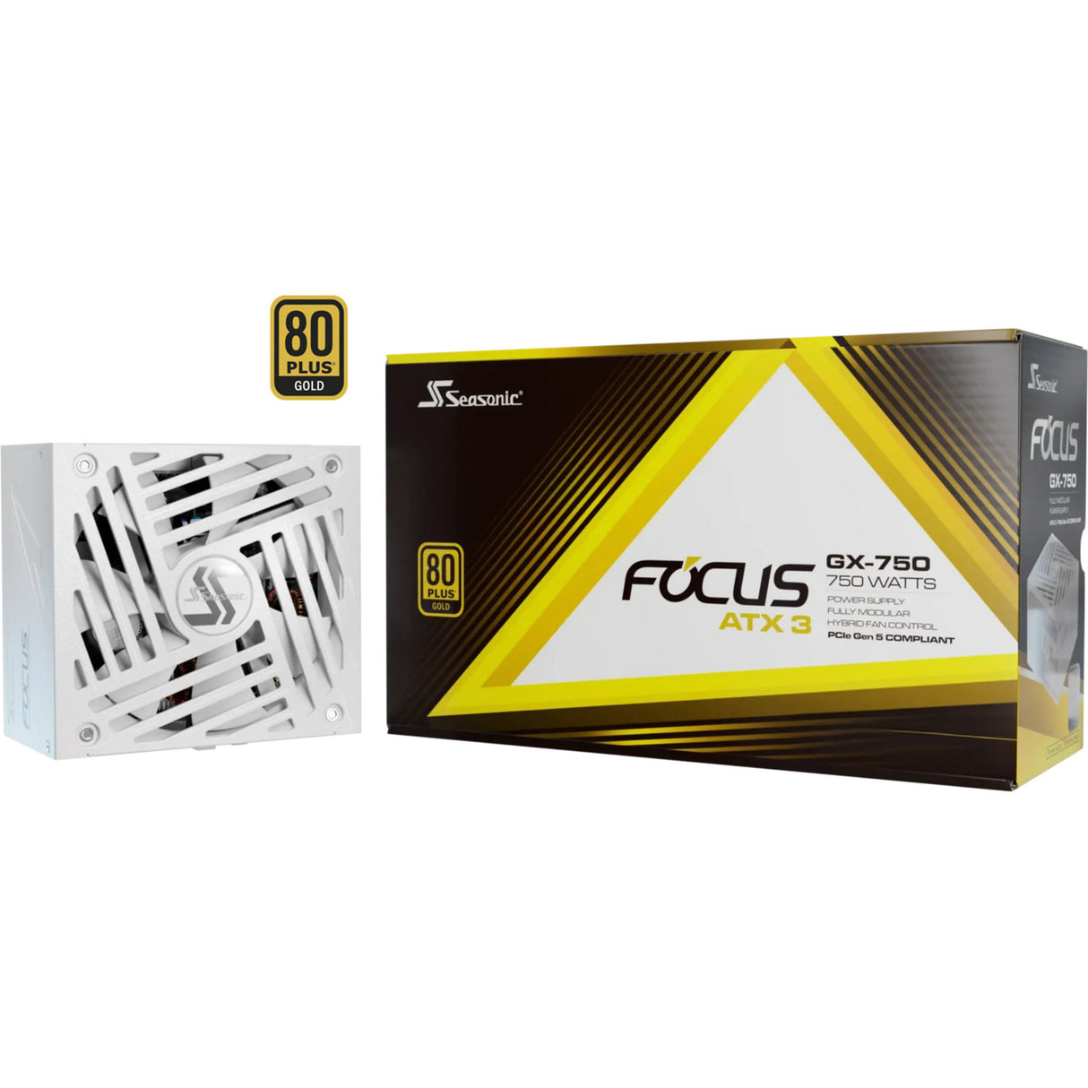 Seasonic focus-gx-750-v4 atx3.0 modulær 750 watt strømforsyning (hvid, 1x 12vhpwr, 2x pcie)