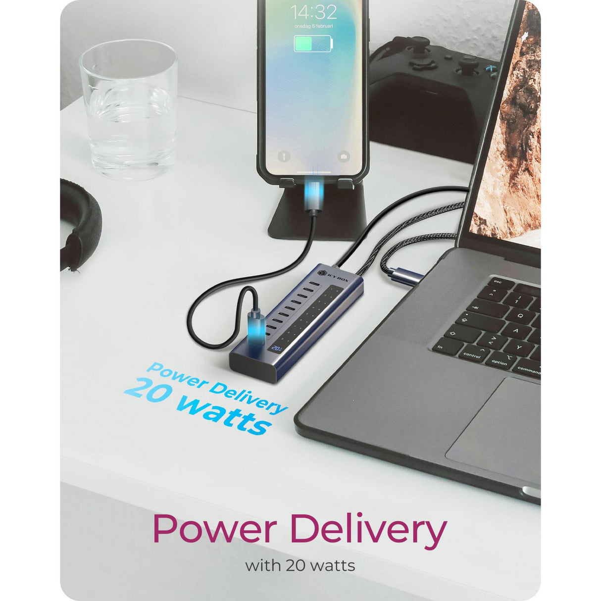 Icy box ib-hub1450-c31 usb hub (antracit)