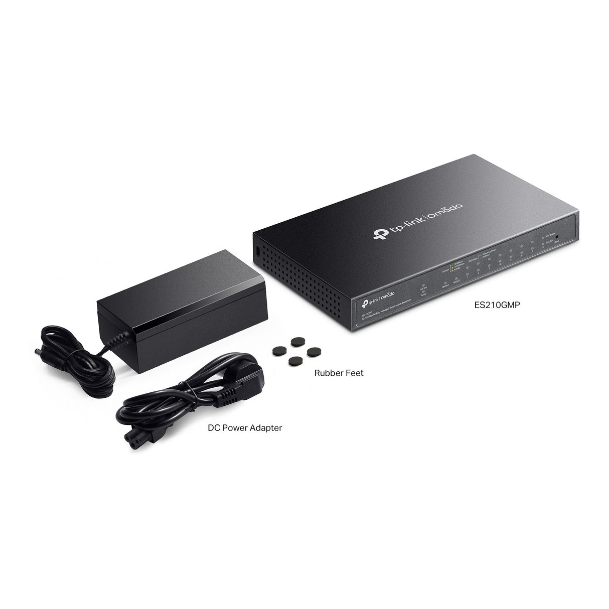 Tp-link omada es210gmp 10-ports gigabit let styret switch (sort, 8x poe+, 1x gigabit sfp)