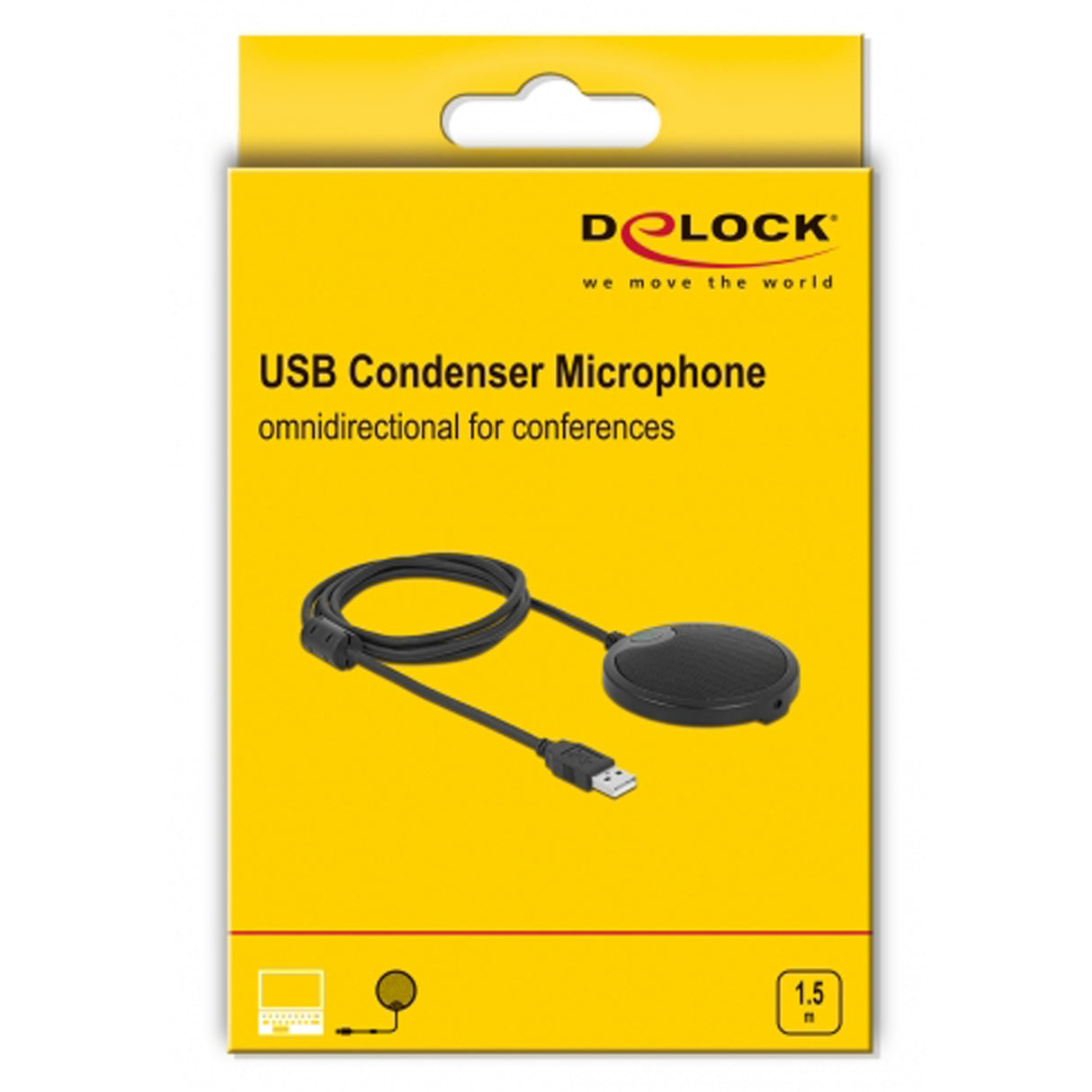 Delock USB kondensatormikrofon rundstrålende til konferencemikrofon (sort)