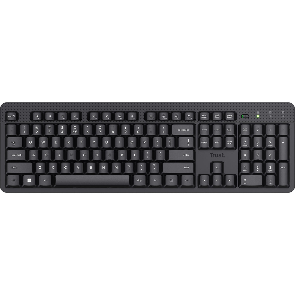 Trust Ody II trådløst tastatur (sort, EU-layout (QWERTY), membran, lydløst)