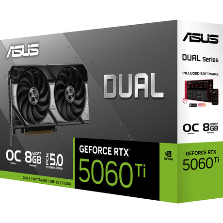 Asus Dual GeForce RTX 5060 Ti OC 8G grafikkort (sort, 3x Display Port, 1x HDMI)