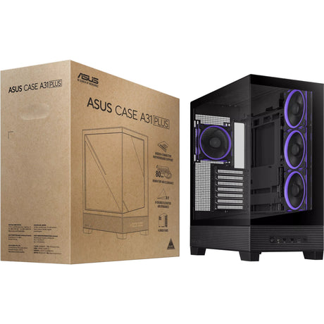 Asus a31 plus midi tårnhus (sort | 2x USB-A | 2x USB-C | hærdet glas)
