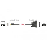 Delock USB-C 2.0 han > 1 x parallelt DB25 hunkabel (sort, 1,8 meter)