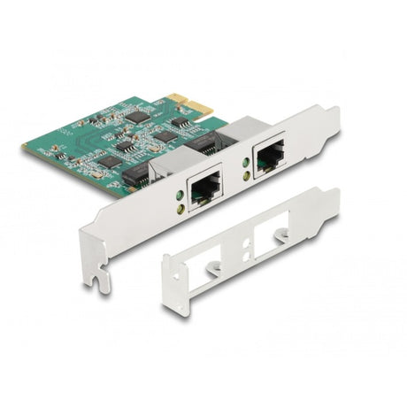 Delock pci express x1-kort til 2 x rj45 2,5 gigabit lan rtl8125 netværksadapter