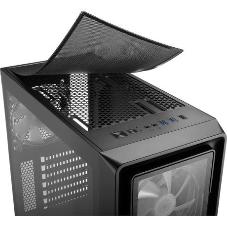 Sharkoon tk4 rgb midi tårnhus (sort | 4x usb-a | rgb | hærdet glas)