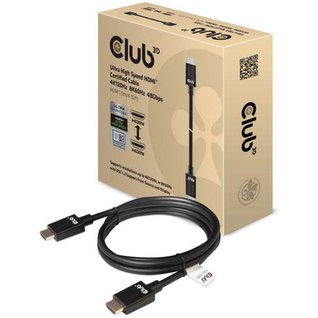 Club 3D ultra højhastigheds HDMI 2.1 certificeret kabel han-han (sort, 1,5 meter, 4K 120Hz, 8K 60Hz, 48 Gbps)