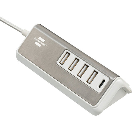 Brennerstuhl estilo multi-USB oplader (hvid rustfrit stål)